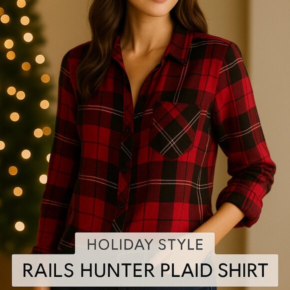 Rails Hunter Plaid Button-Up Shirt – Red / Black – Women’s Small - Picture 1 of 11
